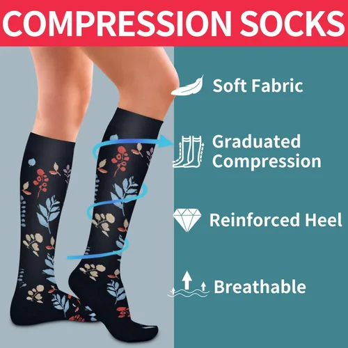 Miniatura 59 de Laite Hebe 4 pares de calcetines de compresión para mujeres y hombres, el mejor apoyo para enfermeras, correr, atletismo