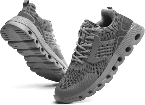 Miniatura 3 de Zapatos deportivos con punta de acero para hombres y mujeres, ligeros, con amortiguación de aire, zapatos de seguridad transpirables con puntera