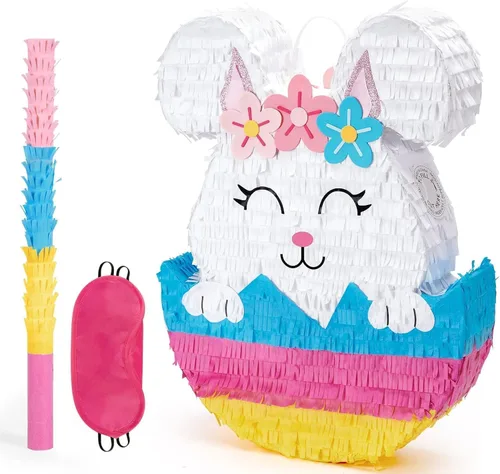Miniatura 43 de WERNNSAI - Piñata de sirena plegable, piñata de cumpleaños con flecos que incluye cuerda para jalar, venda y bate. Decoraciones