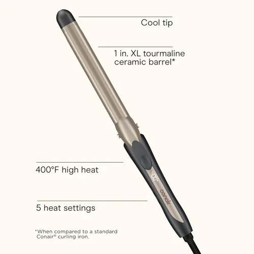 Miniatura 2 de INFINITI PRO Conair - Rizador de cerámica de turmalina de barril largo XL de 1 pulgada, barril extra largo de 1 pulgada que produce rizos clásicos