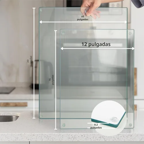 Miniatura 4 de Tabla de cortar de vidrio Kitchenville 16"x12": Protector de encimera de vidrio templado para cocina - Duradero - Resistente a los arañazos, a