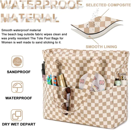 Miniatura 4 de Bluboon - Bolsa de playa impermeable para mujer, extra grande, con compartimento húmedo, para llevar de fin de semana, bolsa de piscina para viajes