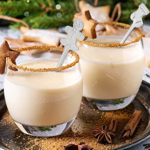 Miniatura 4 de Skyley Juego de 32 cucharas de Navidad para agitar, chocolate caliente, acero inoxidable, café, té, sopa, postre para bebidas, mezcla, batido, 4
