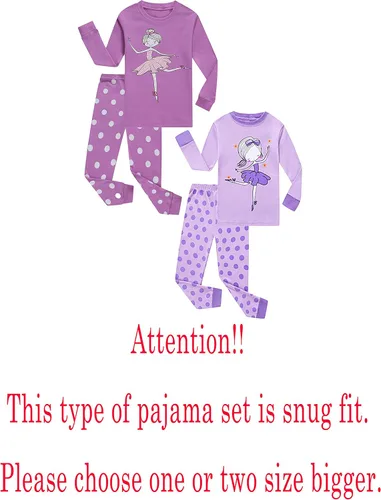 Miniatura 2 de KikizYe Conjunto de pijamas de manga larga para niñas pequeñas, 100% algodón