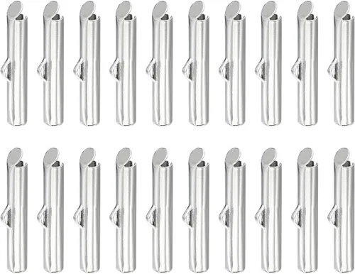 Miniatura 9 de uxcell 150 cierres deslizantes en los extremos, extremos deslizantes de bolas de tubo de 0.98 pulgadas para múltiples hebras de manualidades
