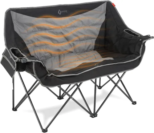Miniatura 9 de ARROWHEAD OUTDOOR Silla de camping plegable portátil doble Duo con 2 tazas y soporte para copas de vino, bolsa de transporte, soporta hasta 650