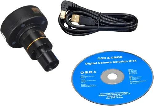 Miniatura 4 de OMAX microscopio digital compuesto trinocular con LEDes, de 40X-2500X, de laboratorio, con cámara digital de 5 MP y plataforma mecánica de capa doble