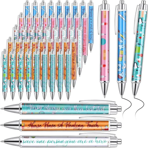 Miniatura 9 de Jetec 50 Piezas Bolígrafos de Enfermera Bolígrafos Esféricos a Granel Regalo de Navidad CNA Apreciación Tinta Bolígrafos Divertidos Juego Médico