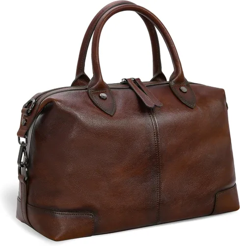 Miniatura 8 de HESHE Bolso de mano de cuero genuino para mujer, bolso de cuero de gran capacidad, bolso de mano con asa superior, bolso de médico vintage