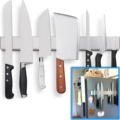 Miniatura 11 de Portacuchillos magnético premium de 12" para refrigerador (imanes resistentes de doble cara) - Tira mejorada para montaje fuerte en la nevera