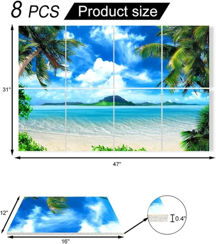 Miniatura 5 de YPY Paneles acústicos decorativos insonorizados: arte de pared absorbente de sonido, paneles de pared con cancelación de ruido, tratamientos Playa
