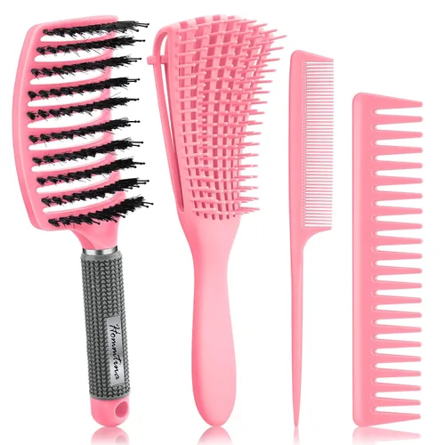 Miniatura 9 de Hommtina Juego de cepillos desenredantes con botella de spray para cabello rizado, juego de cepillos para botellas para mujeres y niños