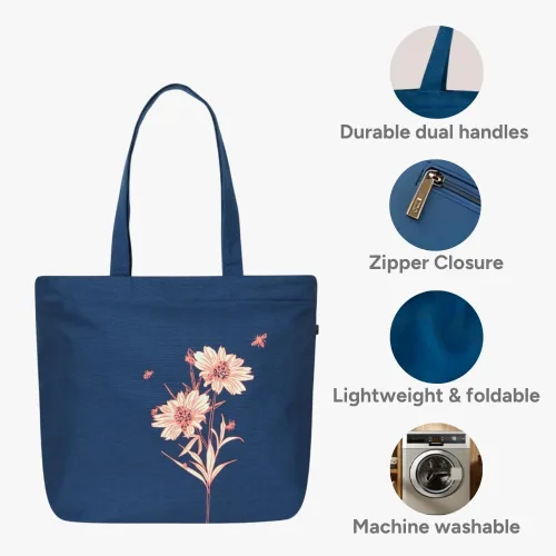 Miniatura 126 de Ecoright Bolsa de lona estética para mujer, bolsa grande con cremallera y bolsillo, bolsa de mano para mujer, para yoga, trabajo, playa