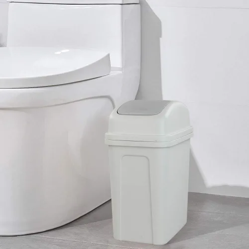 Miniatura 6 de Asking Cubo de basura pequeño de 1.8 galones con tapa abatible, cubo de basura de plástico, color gris
