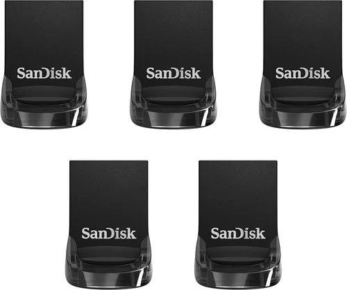 SanDisk SDCZ430-064G-B5CT Ultra Fit - Paquete de 5 unidades flash USB 3.1 de 64 GB (5 x 64 GB) - Negro