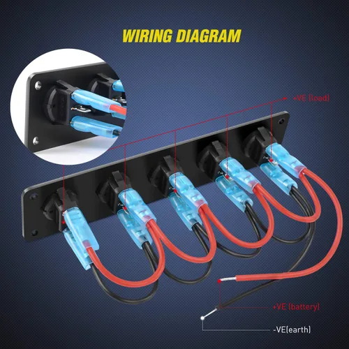 Miniatura 5 de Nilight Panel interruptor basculante de 5 bandas con 3 pines, resistente al agua, interruptores de palanca de encendido/apagado para automóvil, Azul