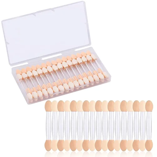 Miniatura 10 de MORGLES Aplicadores de sombra de ojos de doble cara, 50 brochas de sombra de ojos de 2.4 pulgadas para mujeres y niñas, color negro