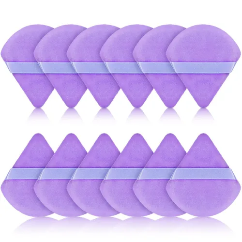 Miniatura 9 de Maitys 12 piezas Esponja para polvo de cara con forma de triángulo, para polvo suelto, suave, base cosmética, esponja mineral para productos