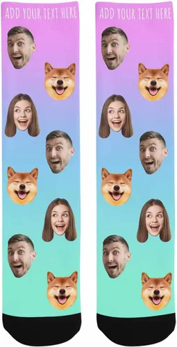 Miniatura 22 de Artsadd Calcetines personalizados para mujeres y hombres, amantes de los perros y gatos, regalos divertidos unisex personalizados