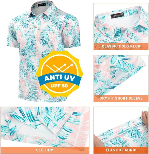 Miniatura 46 de TAPULCO Camisetas tipo polo de secado rápido para hombre, diseño de camuflaje, atléticas, ligeras, transpirables, casuales, para golf
