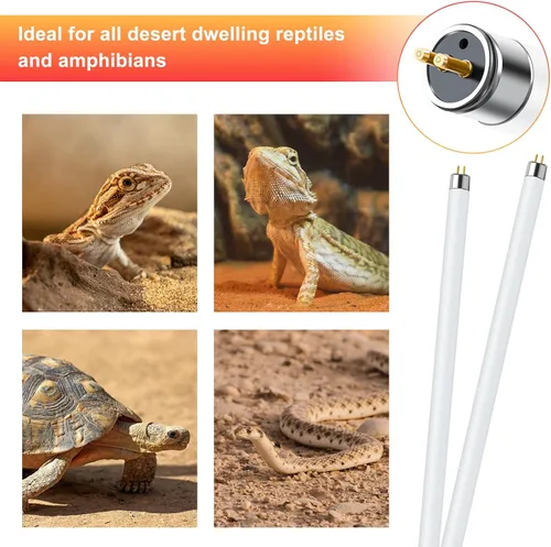 Miniatura 6 de LUCKY HERP Paquete de 2 luces de reptil T5 UVB 10.0 de 39 W, tubo de lámpara fluorescente UVA UVB, bombilla de iluminación UVB para tortugas, 39W