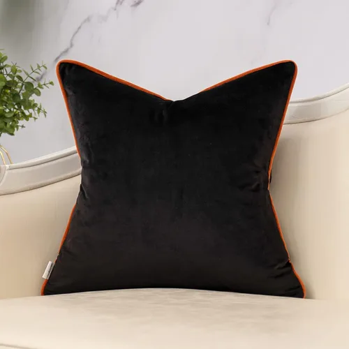 Miniatura 2 de Yangest Funda de Almohada Decorativa de Terciopelo Negro con Rayas Patchwork, Funda de Cojín Moderna de 18x18 Pulgadas para Sofá, Sillón
