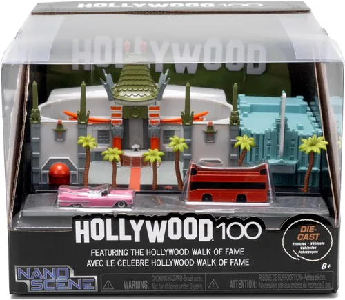 Miniatura 6 de Jada Nano Hollywood Rides Paseo de la Fama Diorama con letrero de Hollywood y 2 vehículos