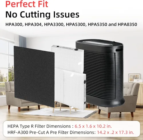 Miniatura 4 de Filtros de repuesto HPA300 para purificadores de aire Honeywell Serie HPA300, HPA300, HPA304, HPA3300, HPA5300, HPA5350, HPA8350, Parte HRF-R3, 3