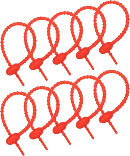 MECCANIXITY Paquete de 15 bridas de silicona reutilizables de 8.5 pulgadas para el hogar, oficina, cocina, organizador de bolsas de alimentos, Rojo
