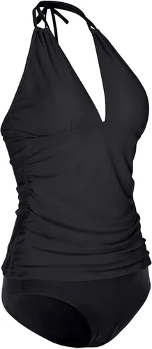 Miniatura 5 de Yonique Traje de baño de dos piezas para mujer, tankini con control de abdomen, talla extragrande, con cuello en V estilo halter