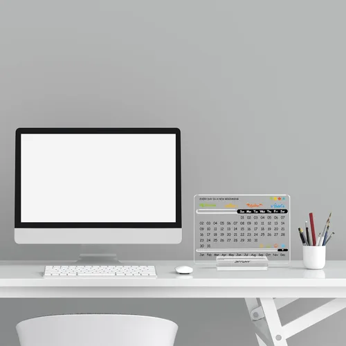 Miniatura 3 de Calendario de escritorio acrílico perpetuo – Bonita decoración moderna de oficina y regalos de oficina para compañeros de trabajo, mujeres y hombres