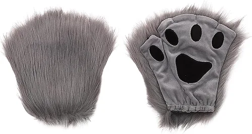 Miniatura 18 de Guantes de garra para disfraz de Halloween, medio dedo, lobo, oso, gato, guantes, guantes de piel sintética para mascarada, cosplay, utilería de mano