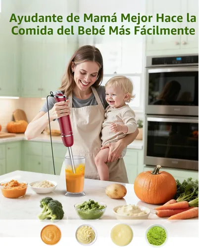 Miniatura 6 de Batidora de inmersión 5 en 1 de mano, Abuler 1000W batidora de mano con palillo, 12 velocidades batidora de mano de acero inoxidable 304 con vaso