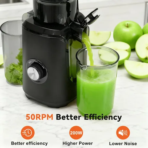Miniatura 5 de OLIXIS Exprimidor de prensa en frío, máquinas exprimidoras con canal de alimentación ancho, alto rendimiento de jugo y fácil de limpiar