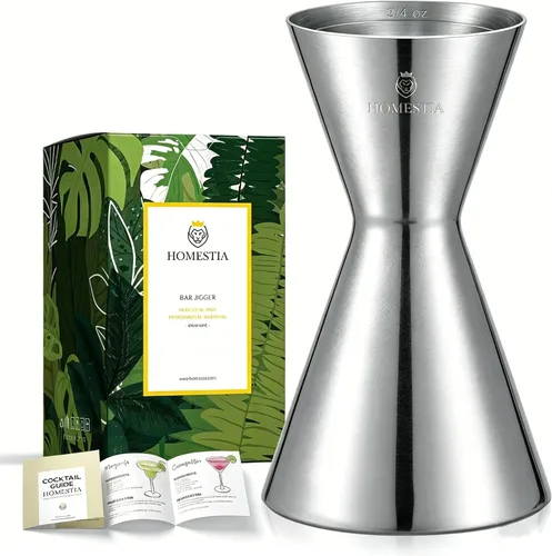 Homestia Jigger doble de acero inoxidable, taza medidora de cóctel de 1 oz a 2 onzas con marcas precisas, jigger profesional de barman con guía de