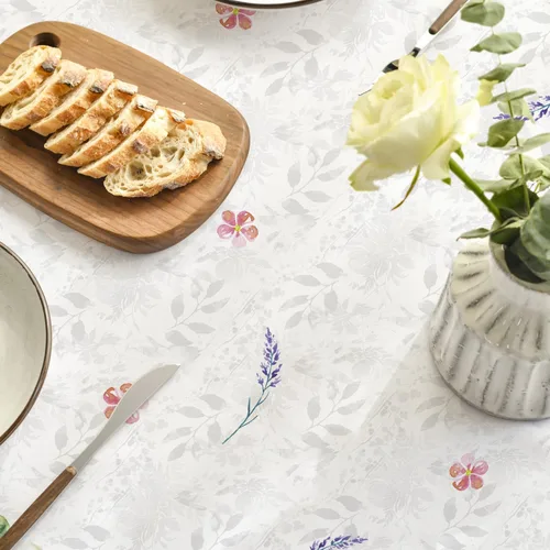 Miniatura 5 de Horaldaily Mantel de primavera y verano de 60 x 84 pulgadas, florero floral de Pascua con tulipán lavanda y hortensias para decoración de fiestas