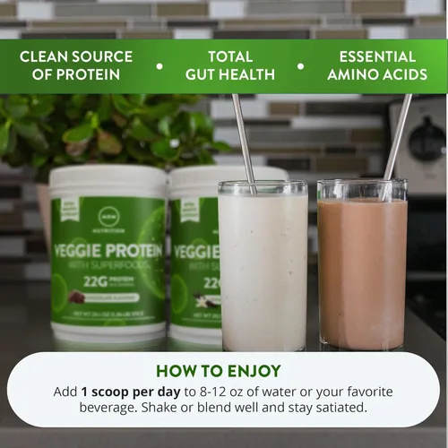 Miniatura 4 de MRM Nutrition Proteína vegetal con superalimentos, proteína en polvo con sabor a vainilla para mujeres y hombres, 0.78 oz de proteína vegana