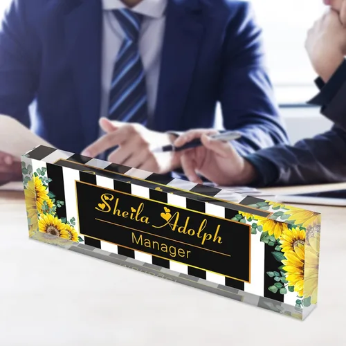 Miniatura 7 de Placa de nombre de escritorio personalizada para profesores, placa de nombre para escritorios, placa de escritorio de vidrio acrílico transparente