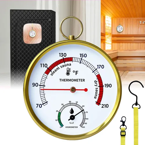 Miniatura 7 de Termómetro de sauna Fahrenheit e higrómetro, cordón mejorado montado para caja de sauna de vapor portátil, ideal