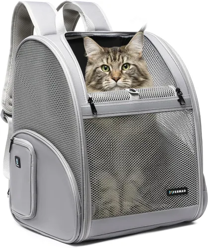 Miniatura 19 de Mochila Transportadora para Gatos para Perros Pequeños y Gatos Medianos, Cachorro, Gatito, Conejo, Mochila Transportadora de Mascotas Plegable
