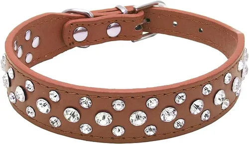 Miniatura 8 de Collar para perro con cristales de imitación, cuero sintético con brillantes, collar de cristales de diamante para mascotas, perro, gato, cachorro