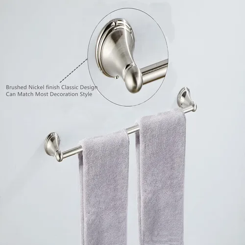 Miniatura 6 de Newfun Juego de 8 accesorios de baño de níquel cepillado para baño, juego de accesorios de baño, 2 toalleros de 24 pulgadas para baño, 2 soportes