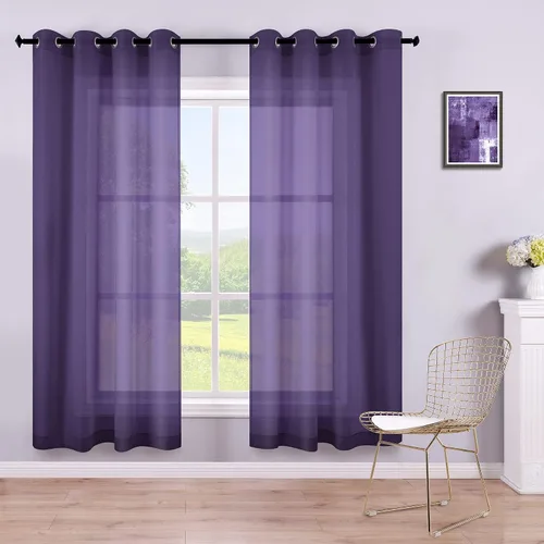 Miniatura 57 de KOUFALL Cortinas traslúcidas de 120 pulgadas de 2 paneles con ojales, juego extra largo de 10 pies de largo, cortinas altas para ventana grande, 52