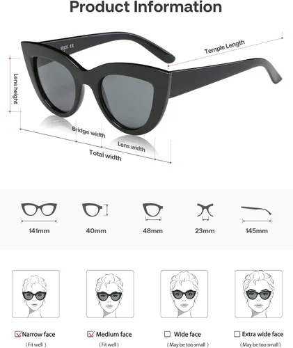 Miniatura 17 de SOJOS Retro Small Vintage Cat Eye Sunglasses for Women Cute Fashion UV400 Sunnies SJ2939