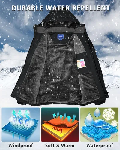 Miniatura 3 de Chaqueta de esquí de invierno para hombre, chaqueta de lluvia impermeable a prueba de viento