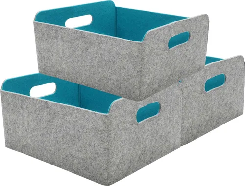 Miniatura 36 de Welaxy Cestas de almacenamiento plegables de fieltro, cubos de almacenamiento para estantes, caja de fieltro para niños, juguetes, revistas, libros