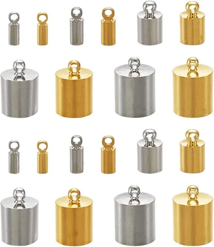 Miniatura 2 de Pandahall - 170 piezas de terminadores de latón con extremo de tubo de latón platino y dorado para fabricación de pulseras de borlas y joyas