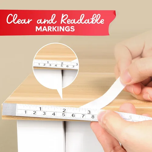 Miniatura 8 de XFasten Cinta métrica con parte trasera adhesiva, 0.5 pulgadas x 12 pies (paquete de 2) Cinta métrica de izquierda a derecha para banco de trabajo