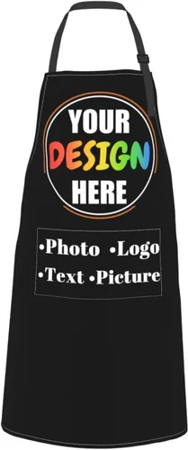 Miniatura 6 de Delantales de cocina personalizados para hombres y mujeres con bolsillos, personalizable, foto, logotipo, imagen, nombre, chef cocinero, delantal