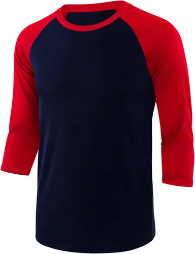 Miniatura 2 de Camisetas de béisbol deportivas básicas de algodón suave de manga larga raglán 3/4 para hombre